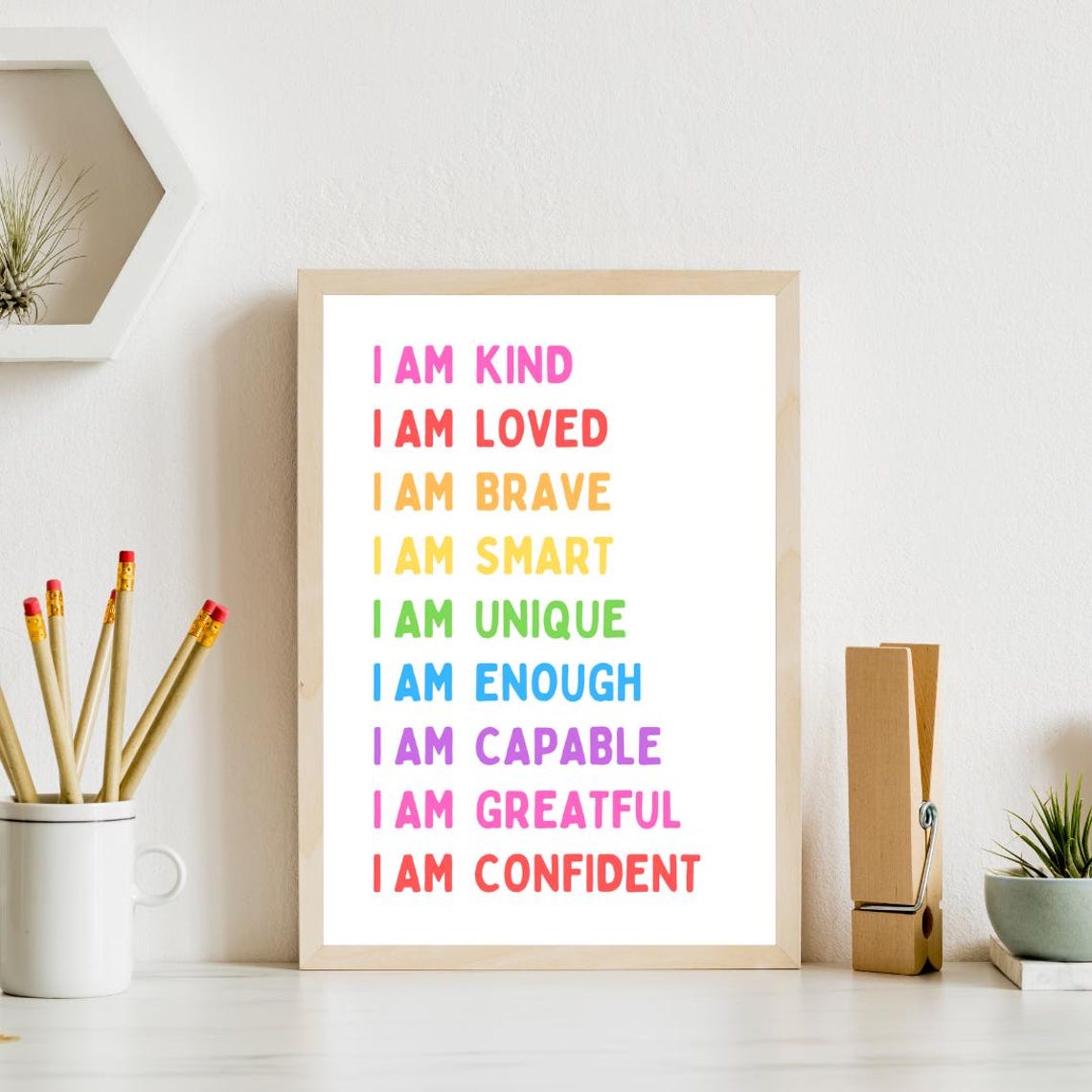 Rainbow Kids I Am Affirmations Poster for Playroom and Classroom Decor - Image 4