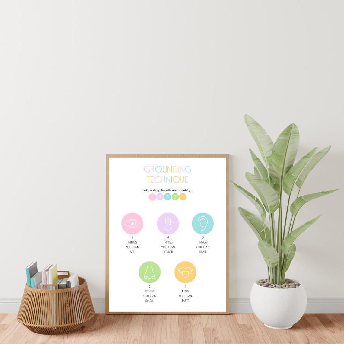 Grounding Technique Five Senses Exercise Calm Corner Therapy Poster - Image 2