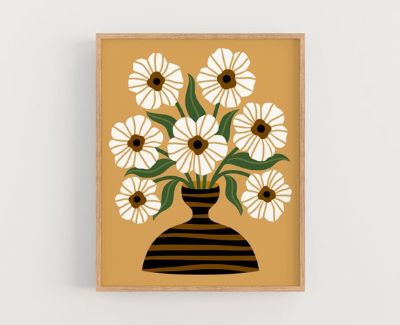 Boho Florals Wall Art Print, Botanical Home Decor