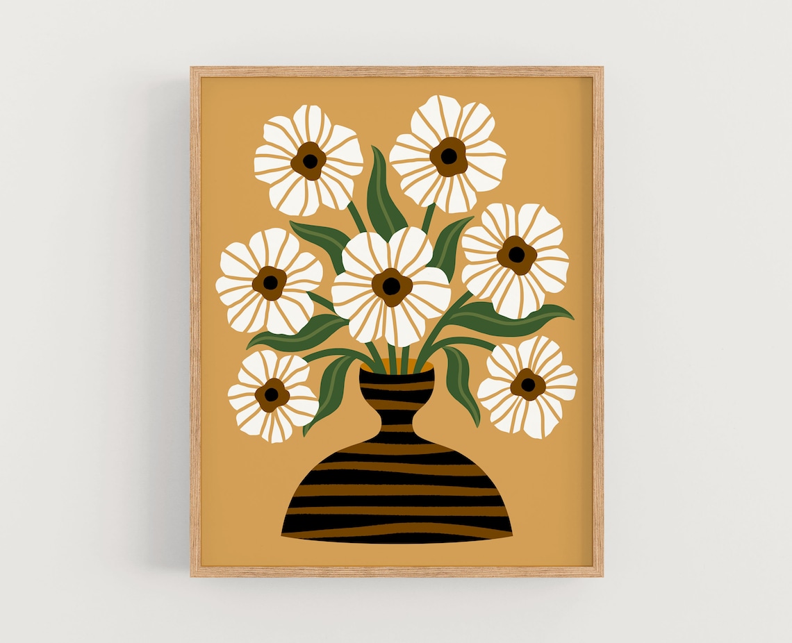 Boho Florals Wall Art Print, Botanical Home Decor