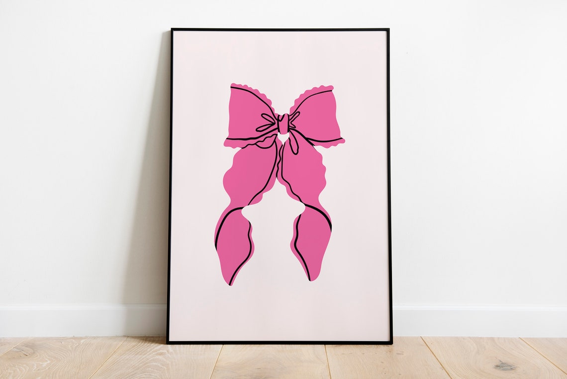 Pink Bow Statement Oversized Ribbon Coquette Girly Room Poster