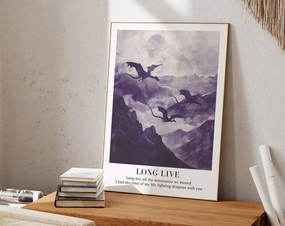 Long Live Dragons Flying Watercolor Art Print