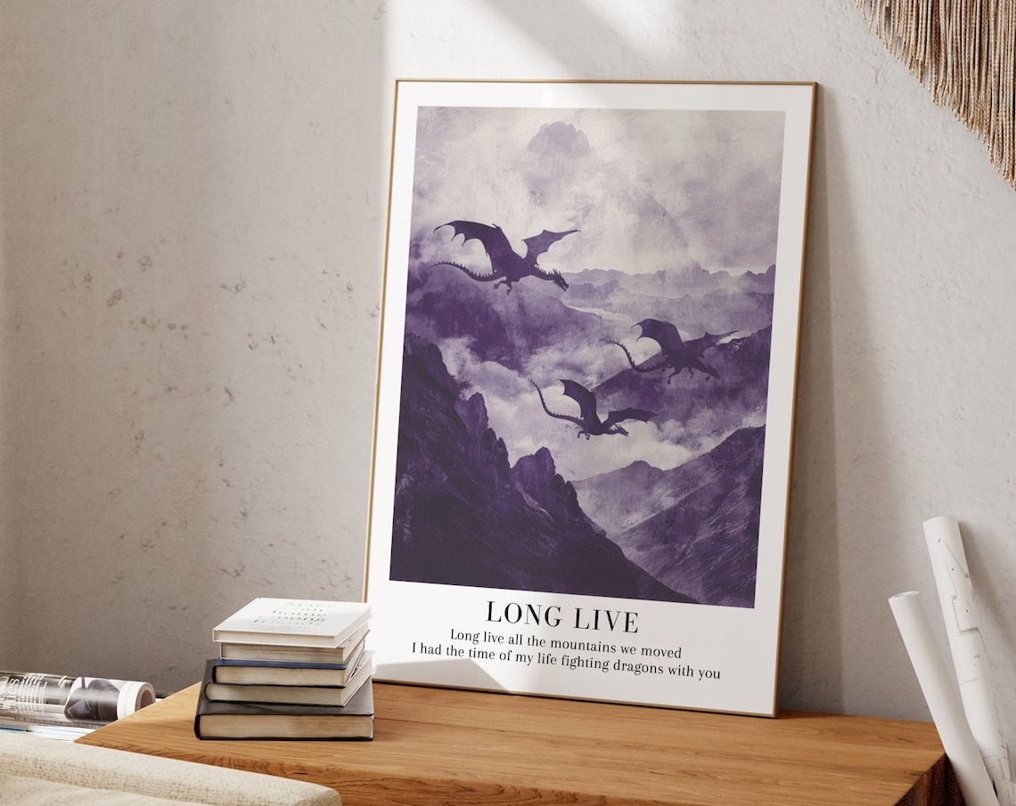 Long Live Dragons Flying Watercolor Art Print