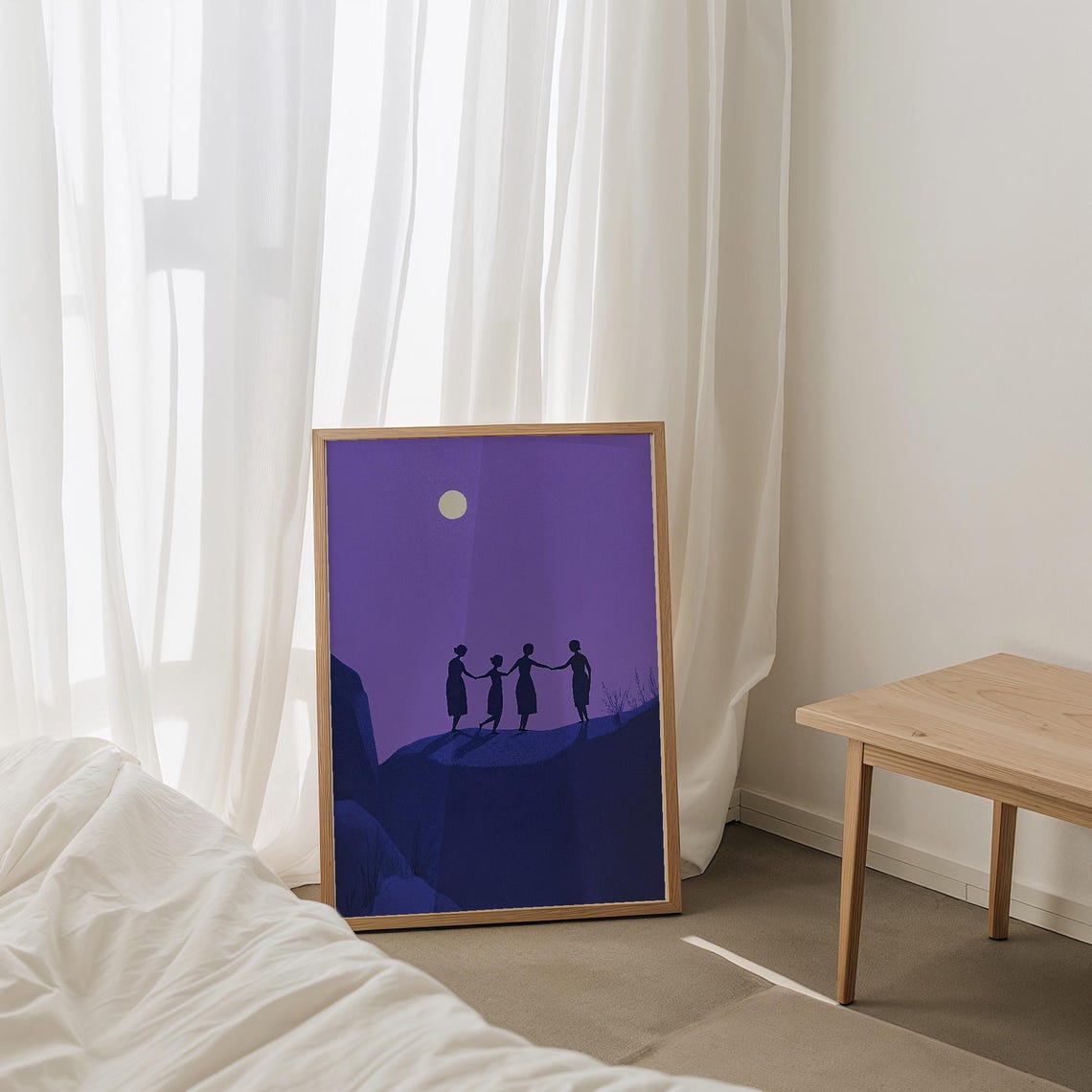 Four Women Holding Hands Under Moonlight Purple Night Poster - Image 5