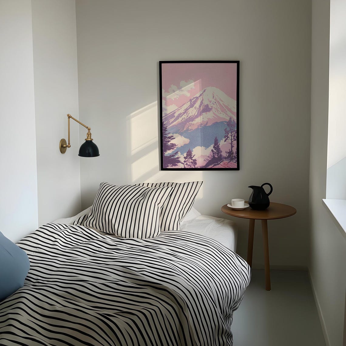 Modern Snowy Mountain Scenery Art Print Pink Sky Pastel Mountain Landscape Muted Tones Art - Image 2