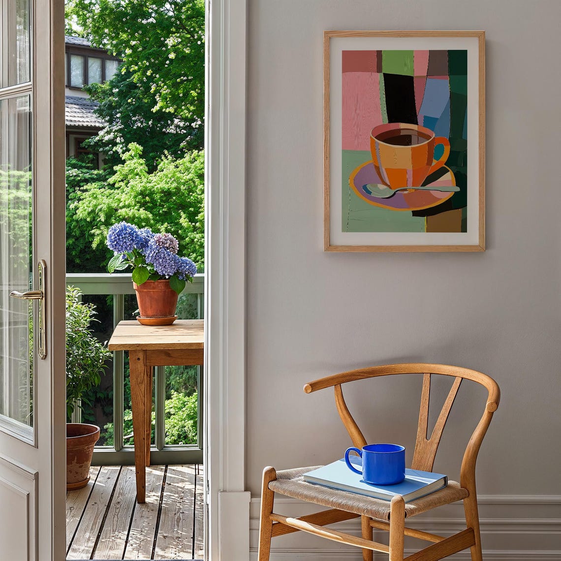 Coffee Lover Colorful Abstract Large Wall Art Contemporary Artwork Minimalist Print Coffee Lover Wall Art Stripe - Image 4