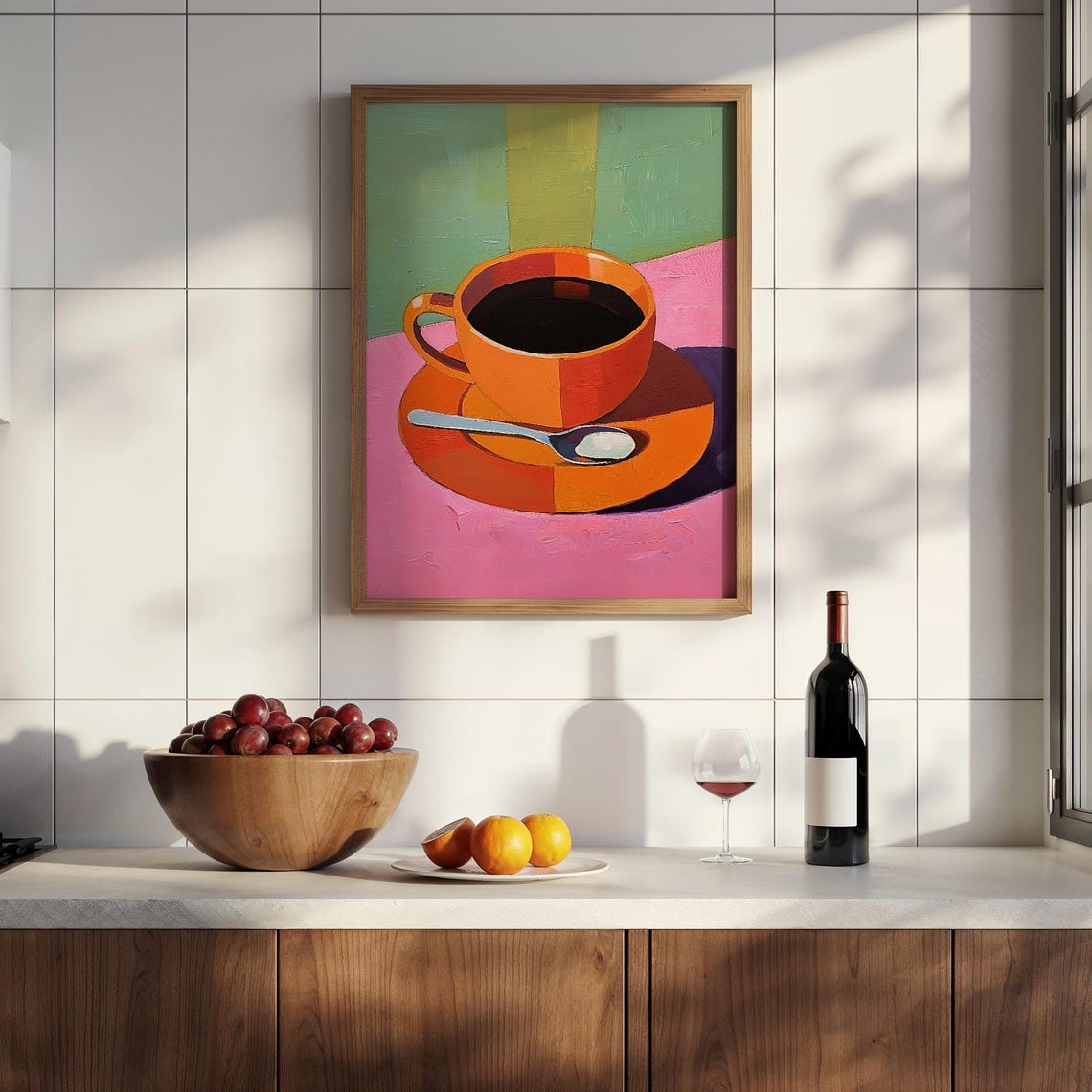 Coffee Art Abstract Large Wall Art Contemporary Artwork Colorful Minimalist Print Coffee Lover Wall Art - Image 5