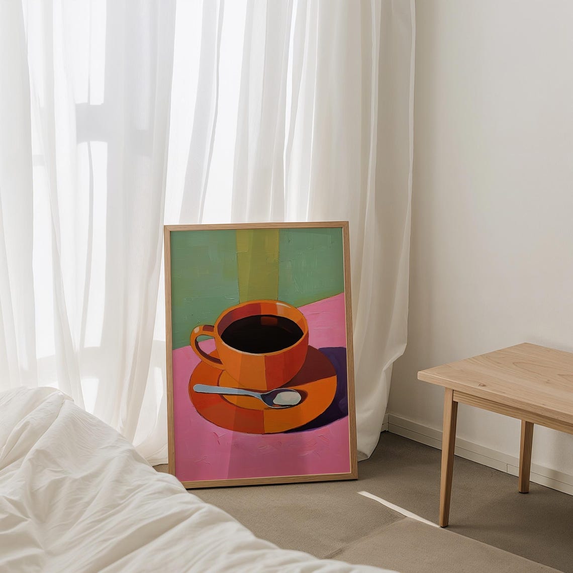 Coffee Art Abstract Large Wall Art Contemporary Artwork Colorful Minimalist Print Coffee Lover Wall Art - Image 2