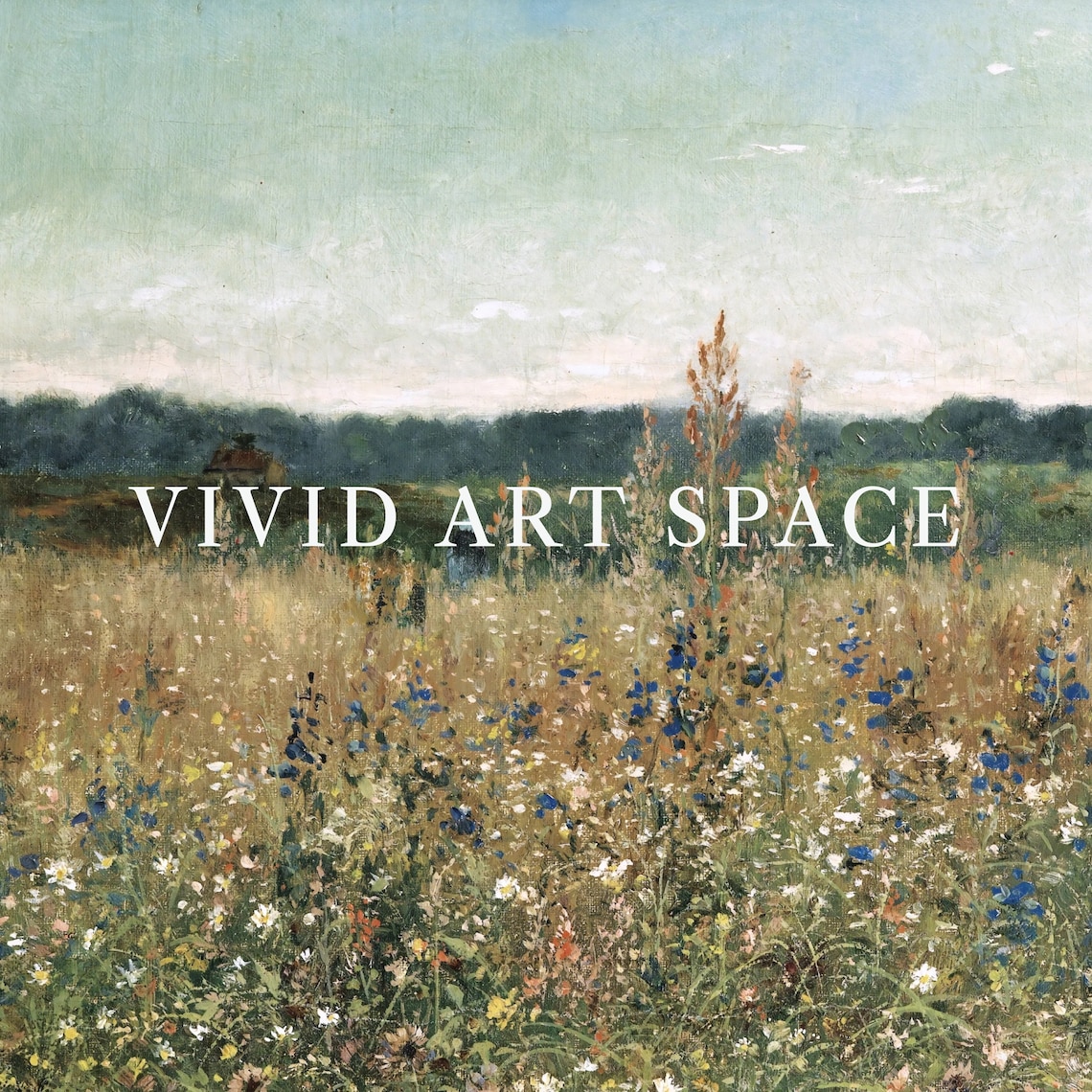 Meadow Wildflowers Painting, Vintage Landscape Print - Image 3