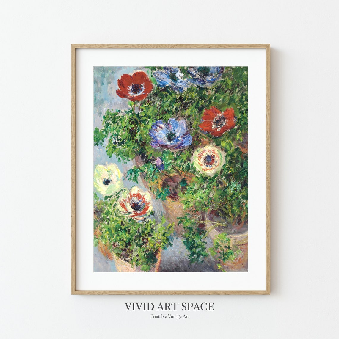 Claude Monet Anemones Blossoms Vibrant Impressionist Floral Print - Image 3