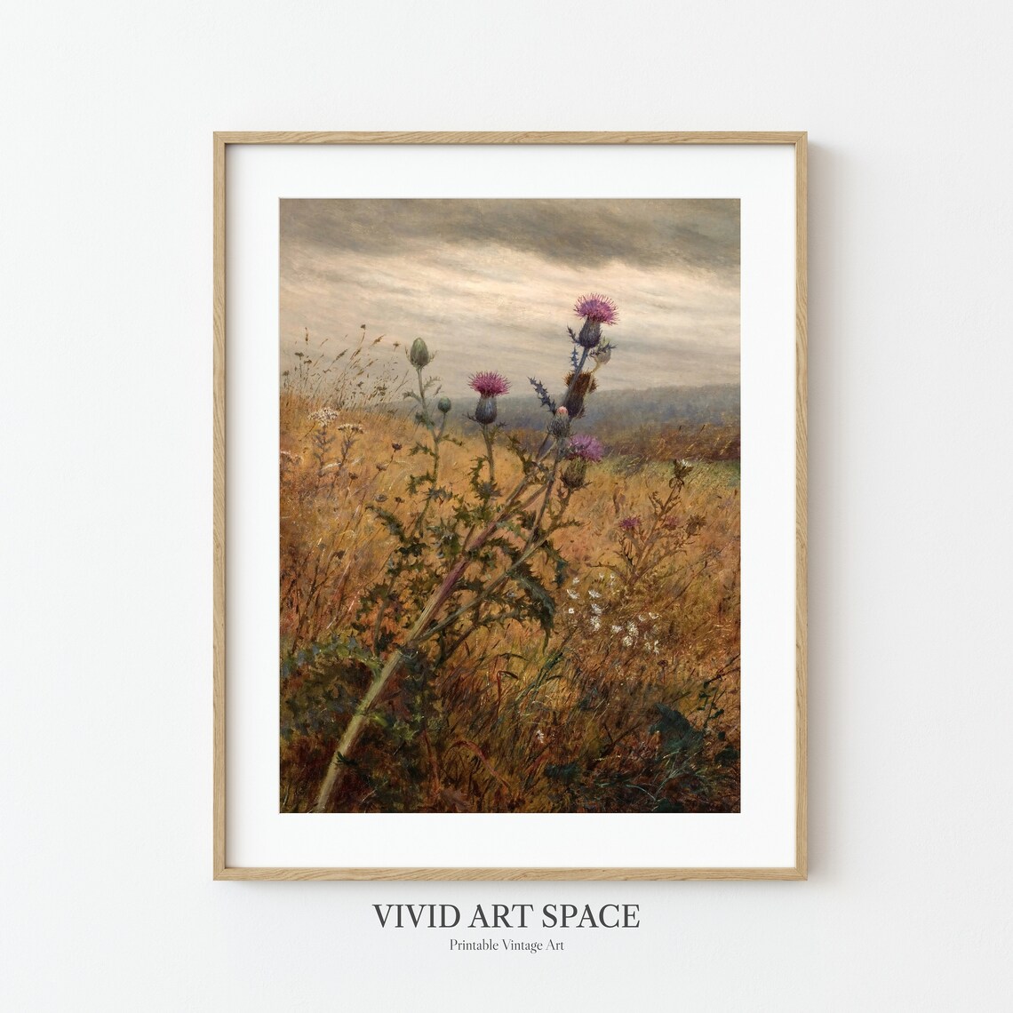 Thistle In A Field Vintage Landscape Art Print - Image 3