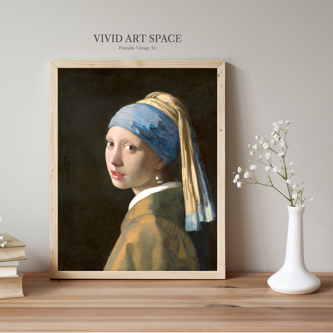 Girl With A Pearl Earring, Vermeer Vintage Portrait Print - Image 2