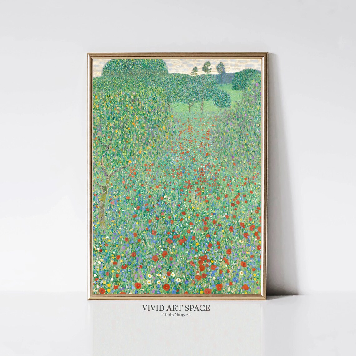 Gustav Klimt Poppy Field Vintage Floral Landscape Art Print
