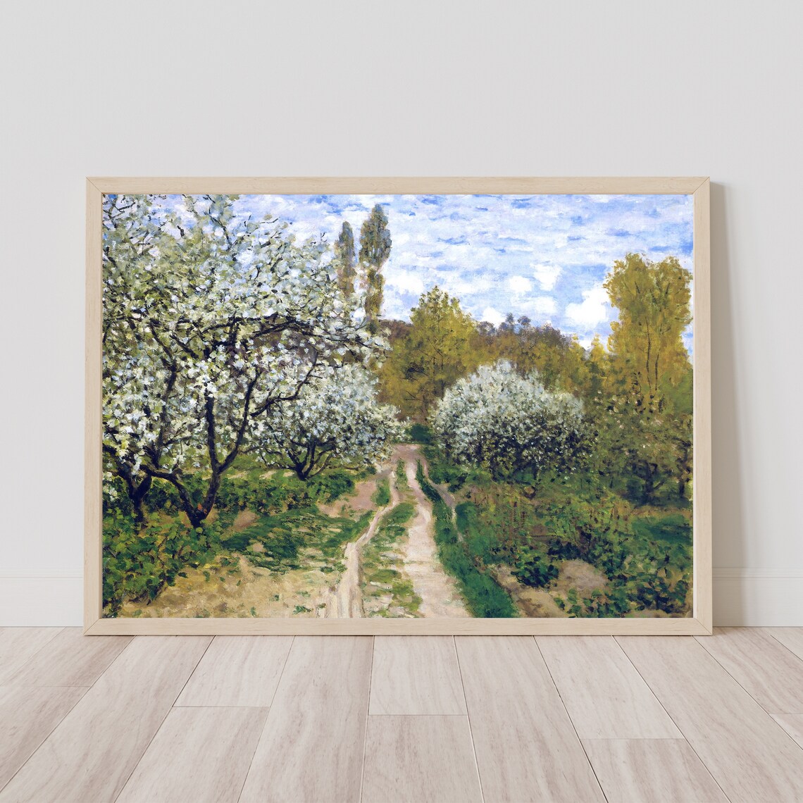 Claude Monet Trees in Blossom Impressionist Landscape Art Print - Image 3