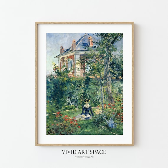Manet Garden Nook At Bellevue Woman Flowers Vintage Painting Poster
