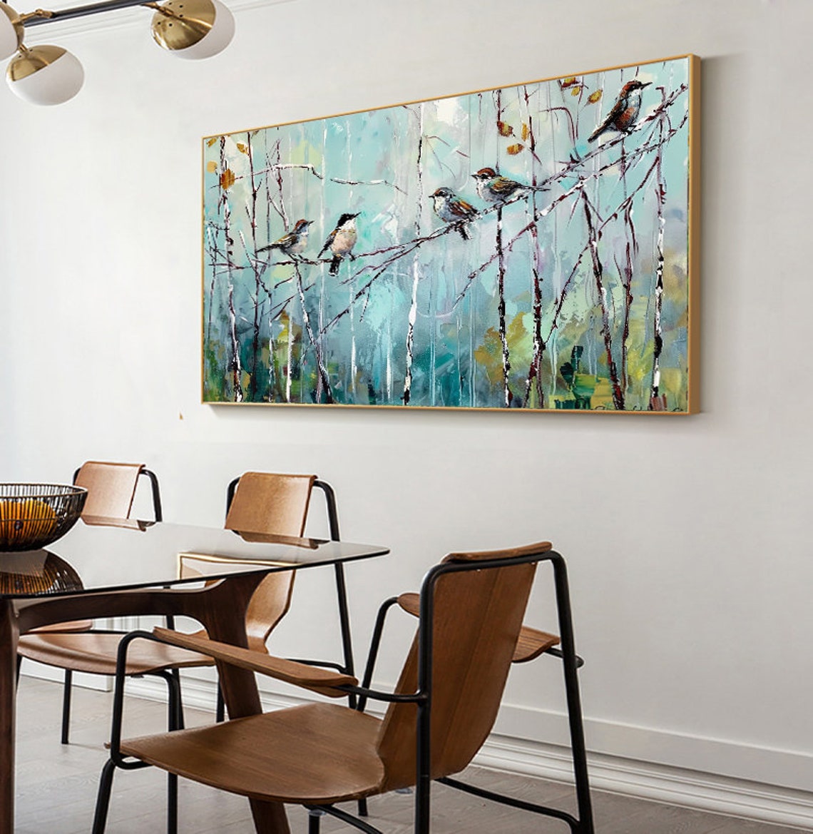 Cheerful Songbirds Perched On Bare Branches Impressionist Art Poster - Image 5