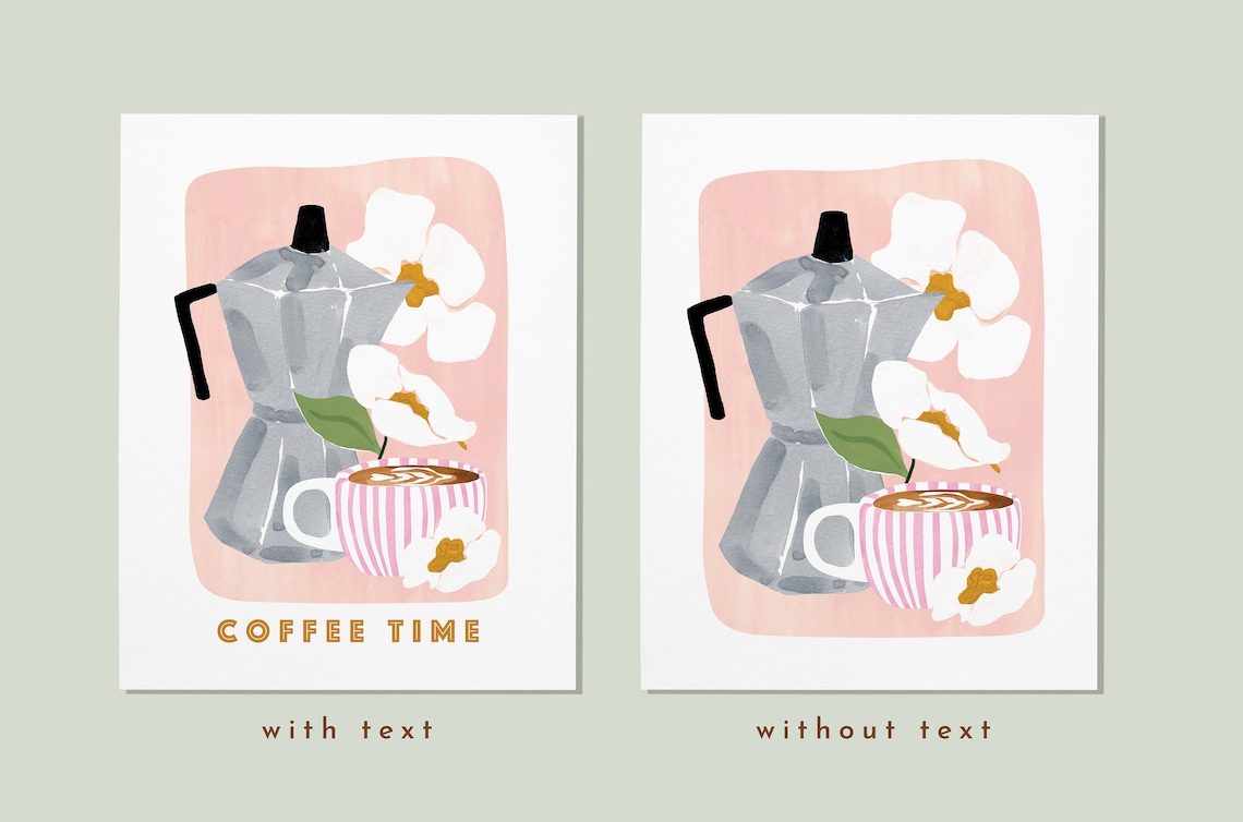 Coffee Poster Print, Girly Kitchen Floral Art - Image 3
