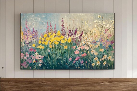 Spring Wildflowers Frame Tv Wall Art Textured Colorful Background Samsung Screensaver Wallpaper