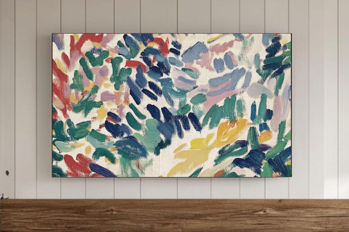 Colorful Abstract Leaf Pattern Brushstroke Painting Modern Art Poster