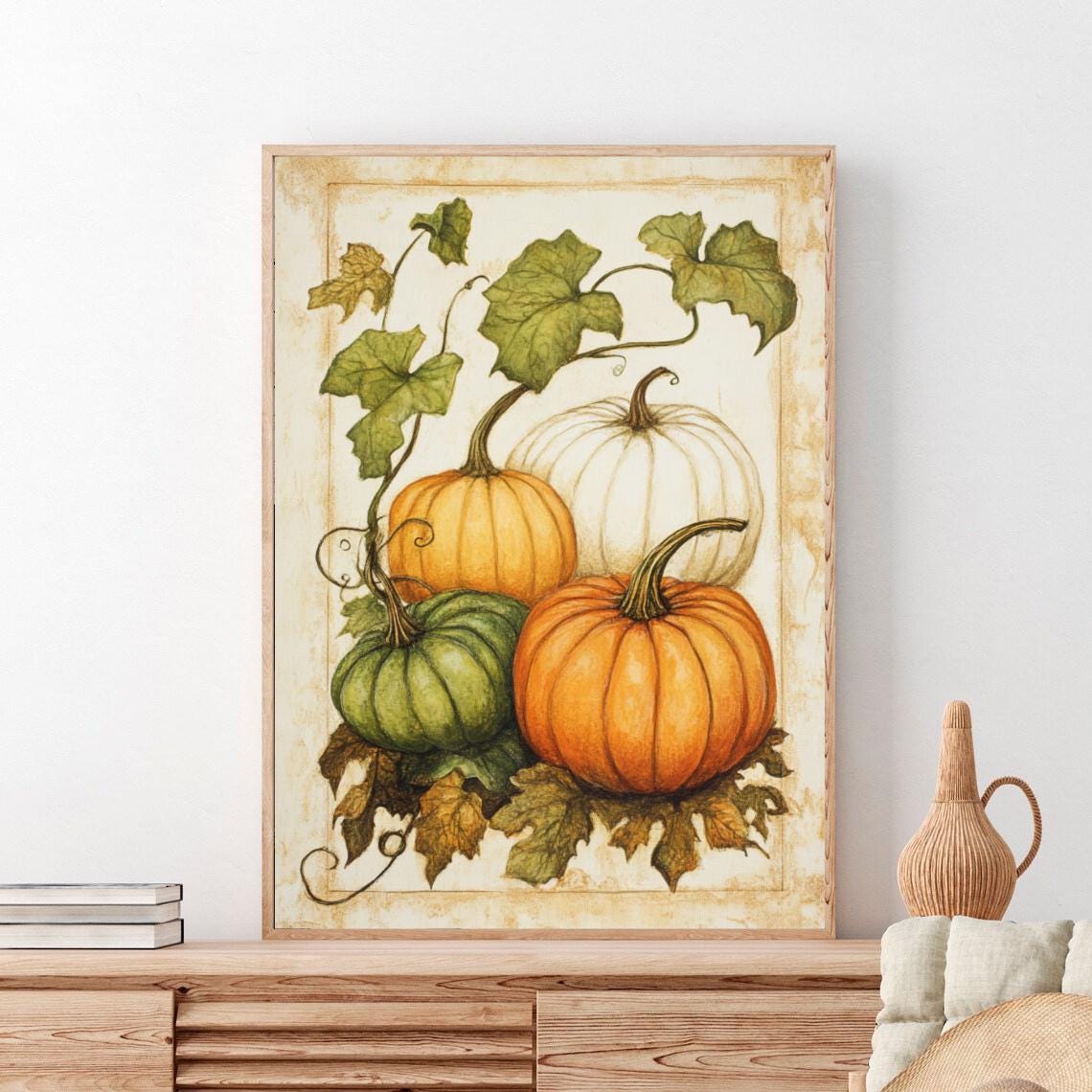 Pumpkin Harvest Botanical Illustration Autumn Gourds Art Poster - Image 4