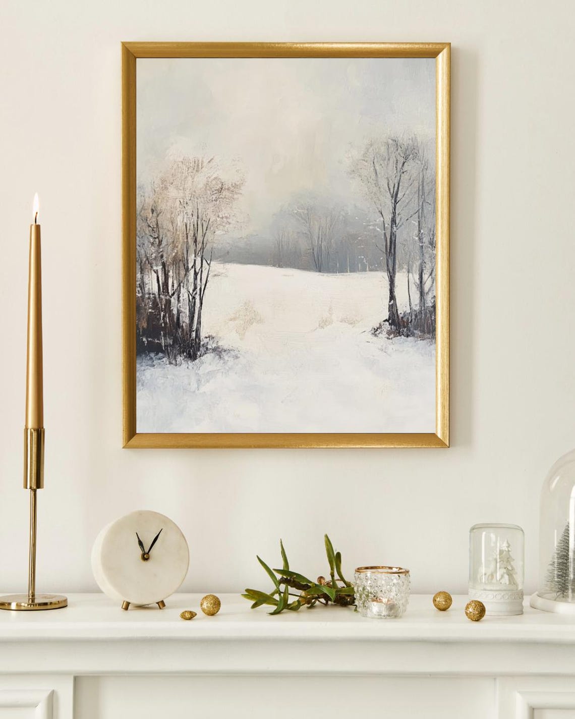 Minimalist Snowy Field Bare Trees Quiet Winter Landscape Poster - Image 4