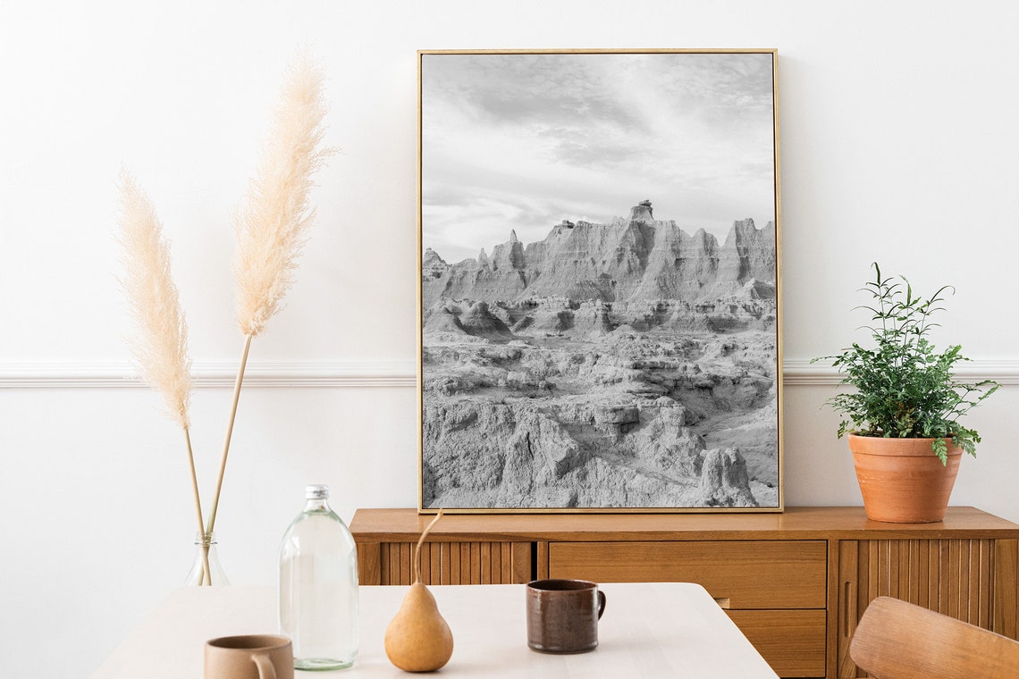 Badlands National Park South Dakota United States Instant Black White Photography Travel Poster Usa Art Print Pinnacles - Image 3