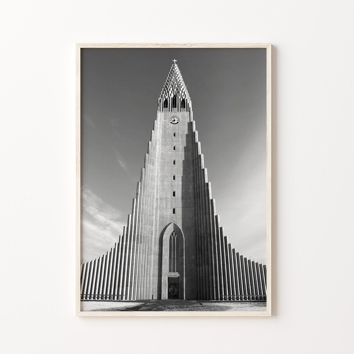 Iceland Reykjavik Church Travel Poster, Black White - Image 4