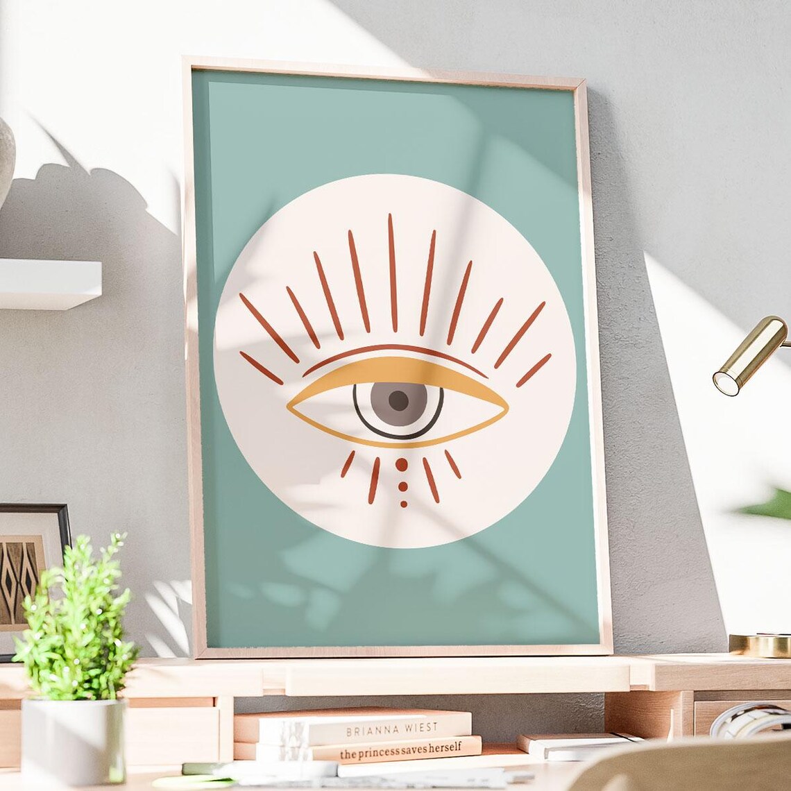 Brown Eye Print Bohemian Decor Hippie Art Cute Modern Boho Print Home Decor Mystical Wall Art Instant - Image 2
