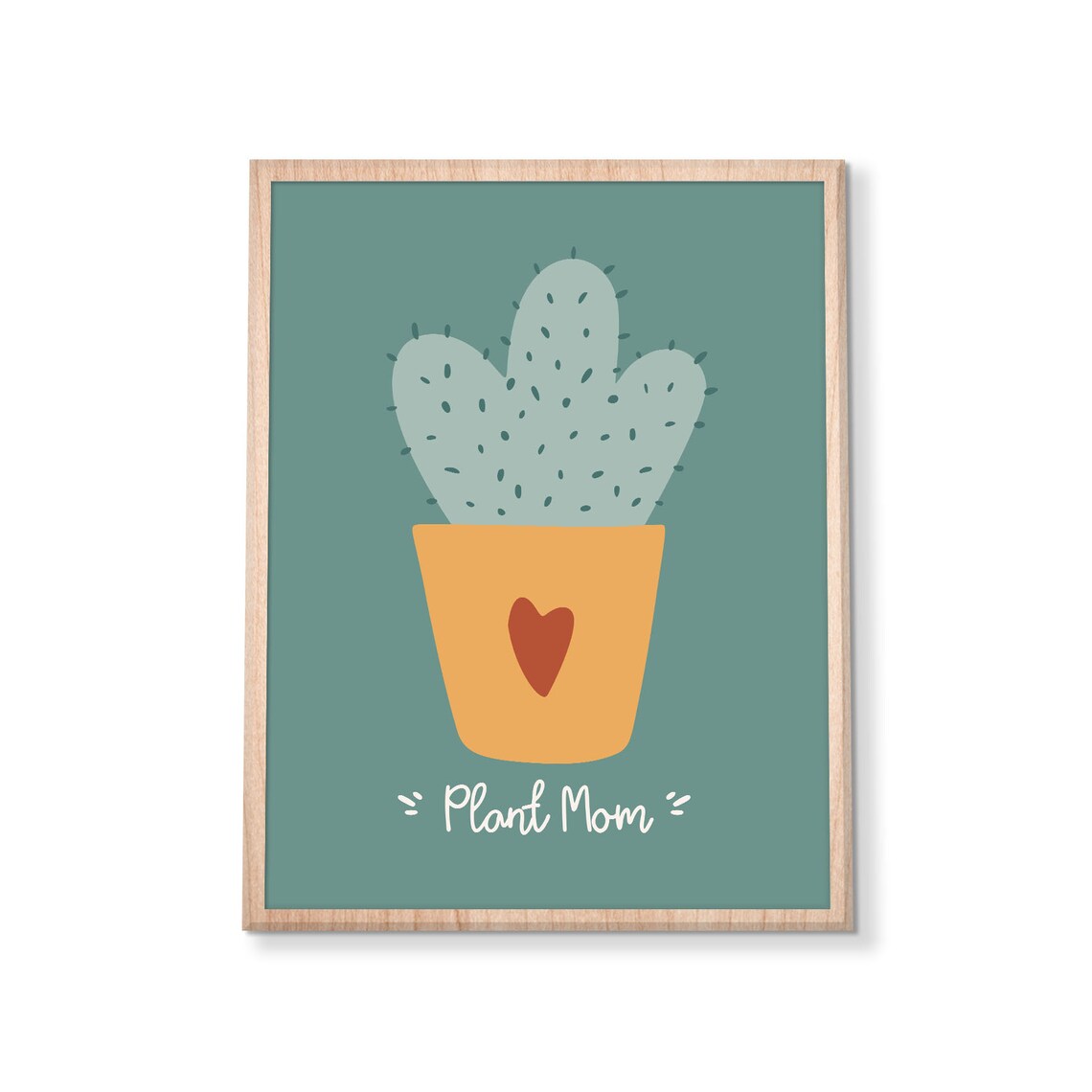 Plant Mom Cactus Pot Heart Cute Succulent Boho Sage Green Poster - Image 3