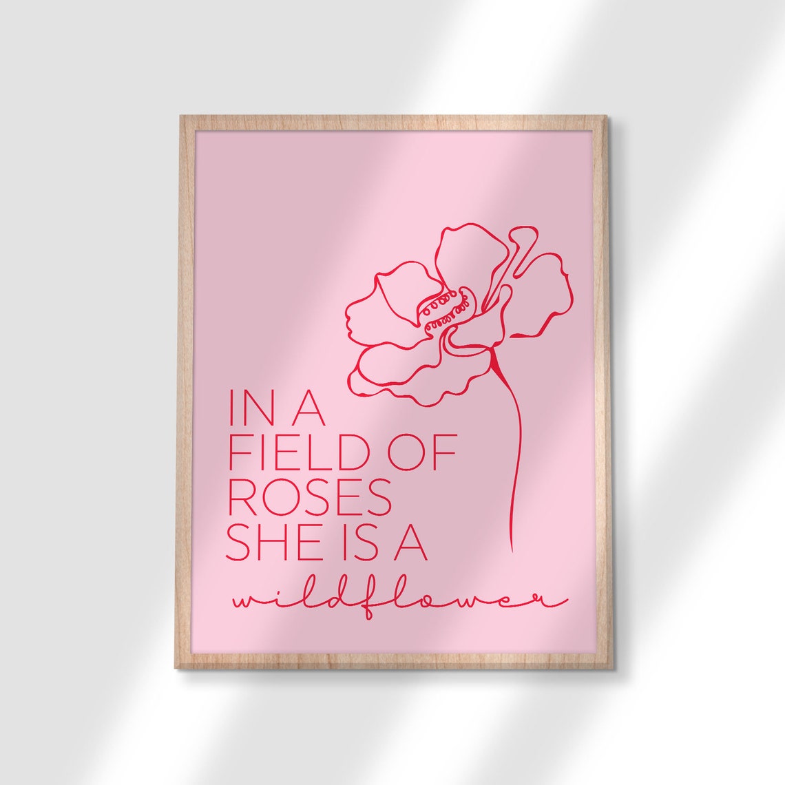 In A Field Of Roses She Is A Wildflower Print Pink Inspirational Quote Poster Baby Girl Nursery Art Girls Room Decor Instant - Image 2