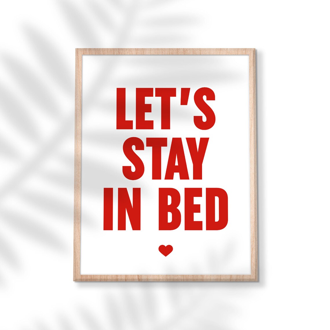 Let's Stay In Bed Funny Quote Poster Red Bedroom Couple Decor - Image 3