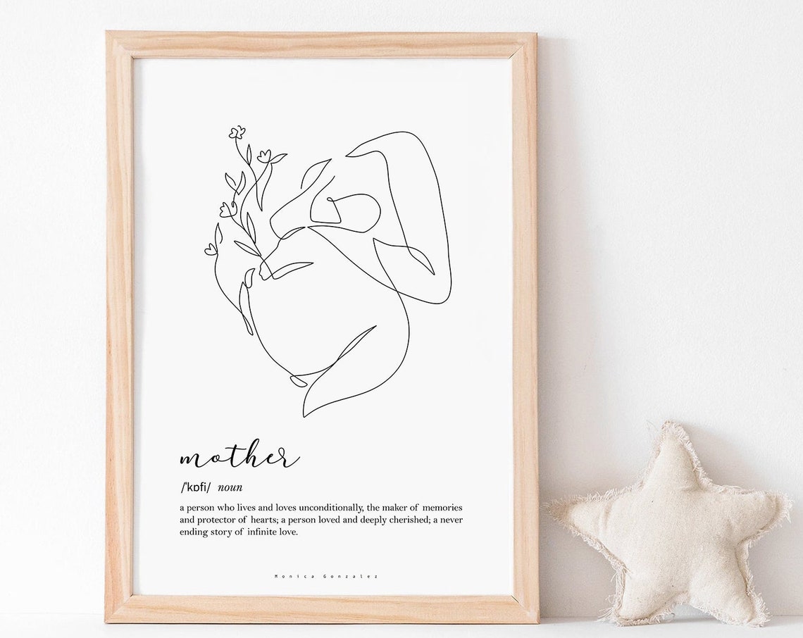 Mother Dictionary Definition Line Art Nursery Print Home Decor