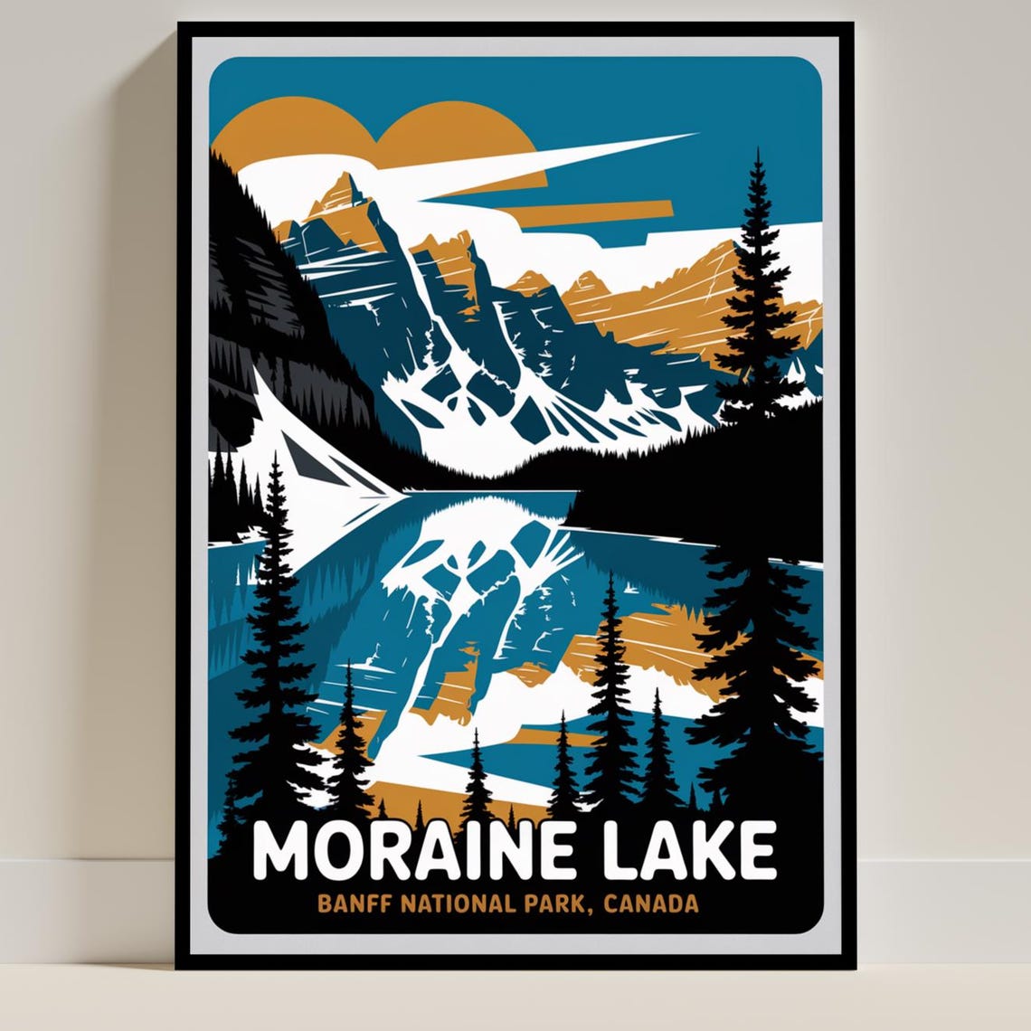 Moraine Lake Vintage Travel Poster, Banff National Park