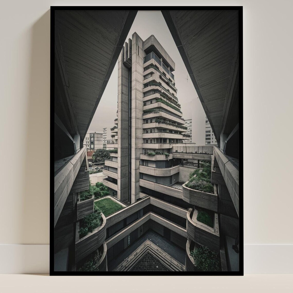 Brutalist Architecture Photograph, Modern Office Decor