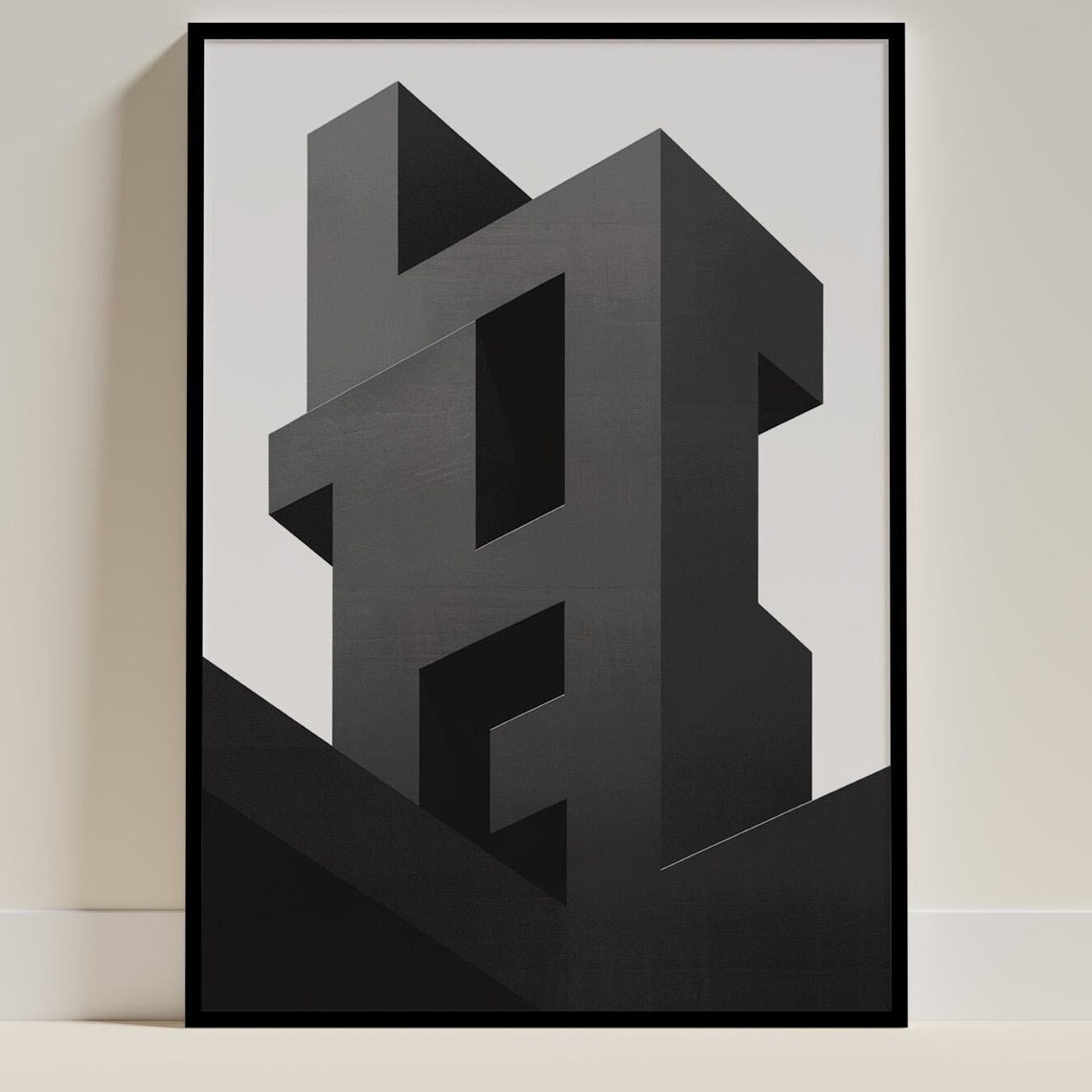 Modern Geometric Abstract Poster, Minimalist Shapes
