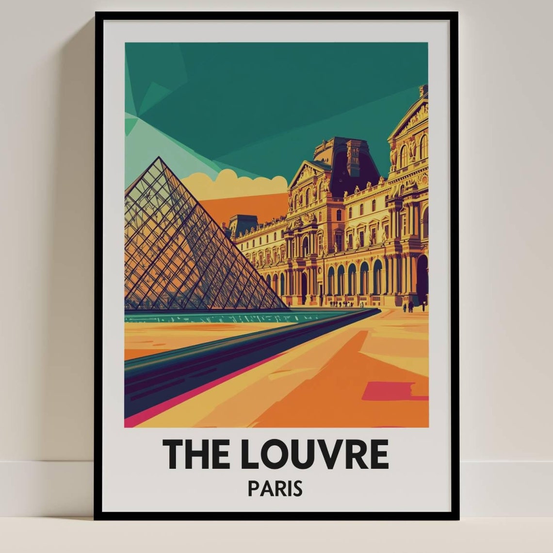 Louvre Museum Poster, Paris Landmark Art Print