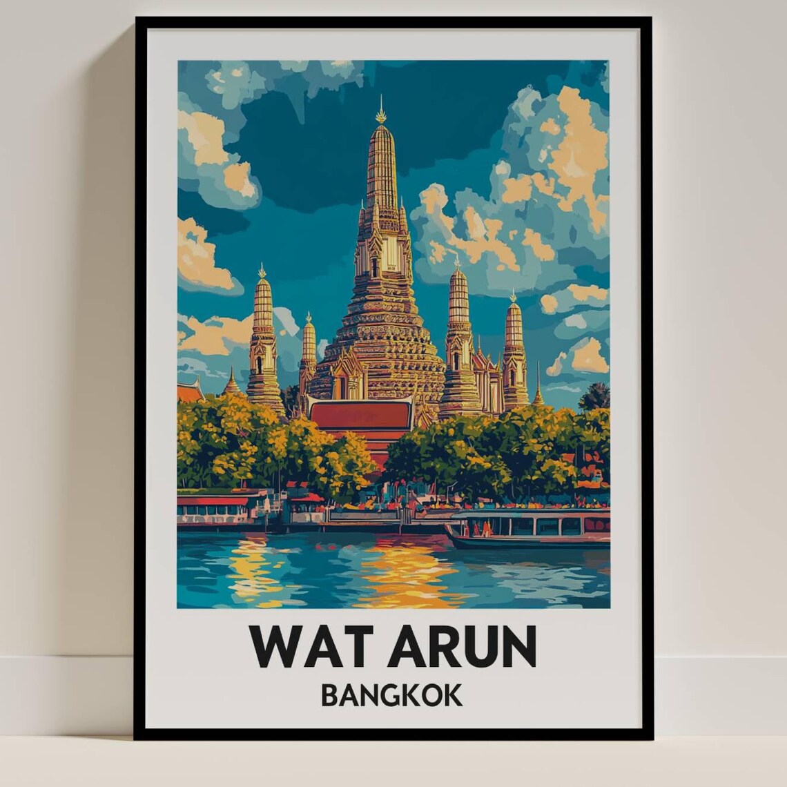 Wat Arun Temple Bangkok, Thailand Travel Poster