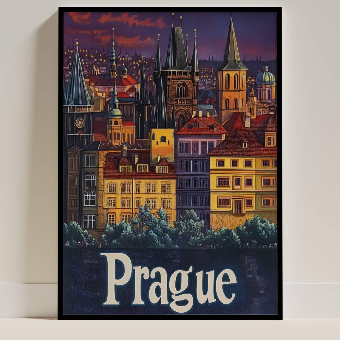 Prague Travel Poster, Europe Travel Gift