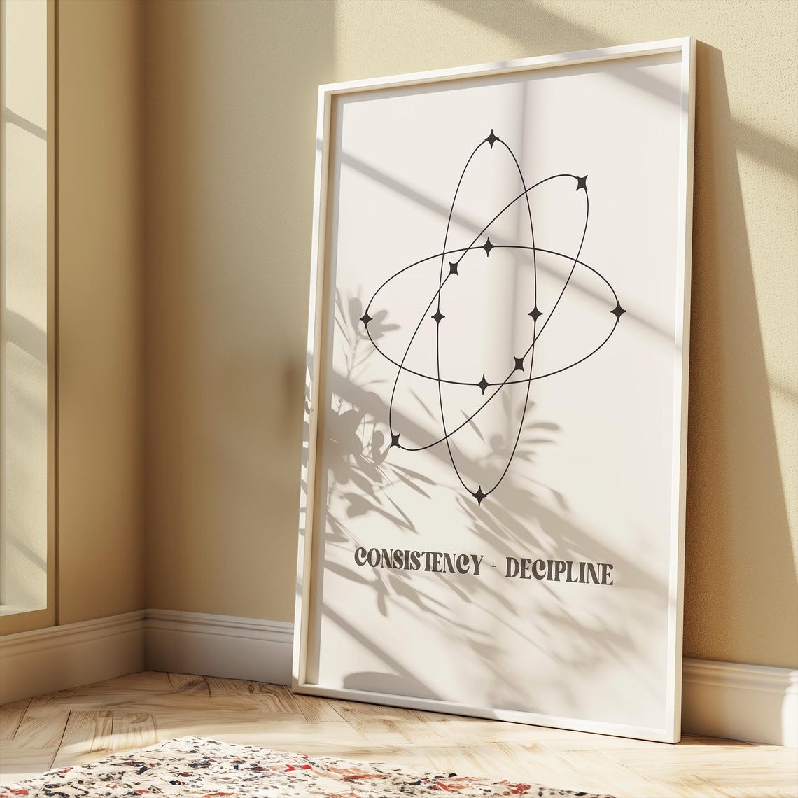 Consistency And Decipline Minimalist Star Orbit Line Art Quote Poster - Image 2