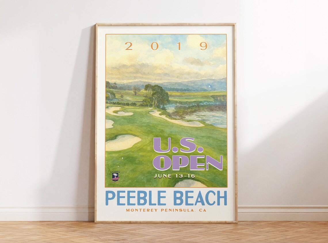 2019 US Open Pebble Beach Golf Watercolor Art June 13-16 Tournament Poster
