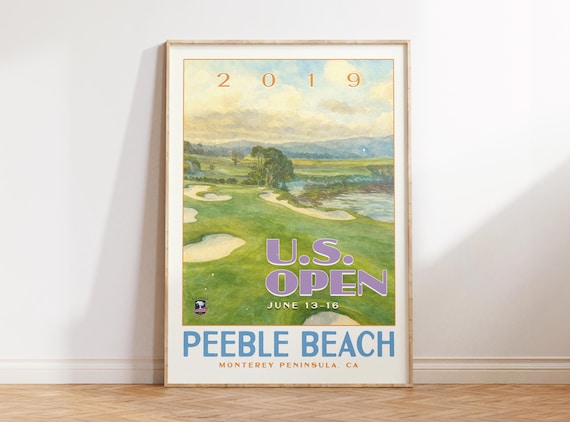2019 US Open Pebble Beach Golf Watercolor Art June 13-16 Tournament Poster