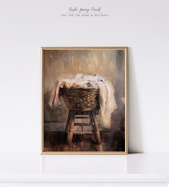 Laundry Room Wall Art Oil Painting Vintage Print Laundry Room Decor Farmhouse Decor Rustic Instant