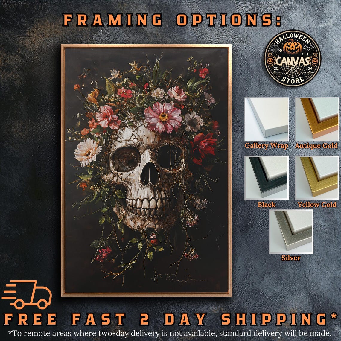 Skull Adorned With Pink and White Wildflower Crown Art Poster - Image 5