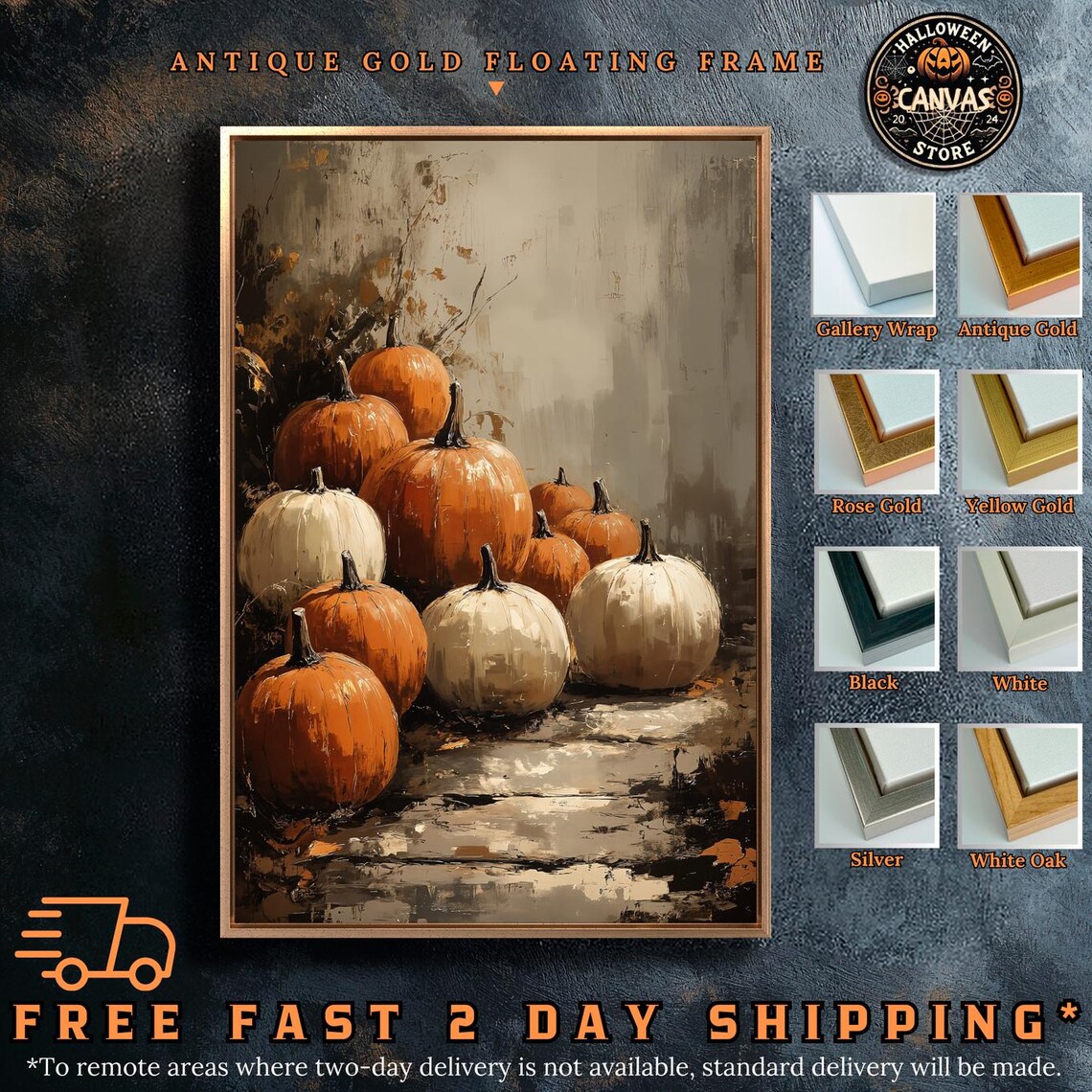 Autumn Pumpkin Stack Art Print, Rustic Fall Poster - Image 2