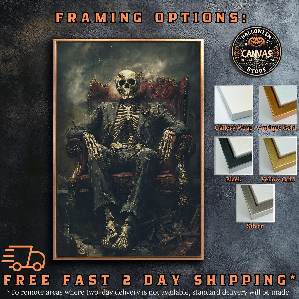 Skeleton In Suit Red Armchair Dapper Death Gothic Macabre Art Poster - Image 5