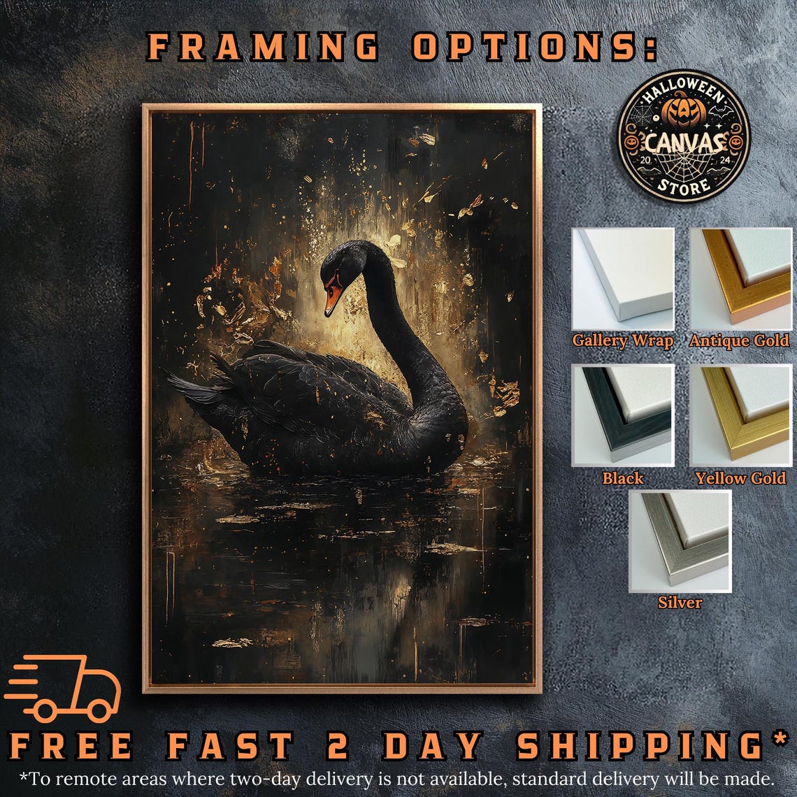 Black Swan Dark Golden Pond Gothic Wildlife Moody Darkness Poster - Image 5