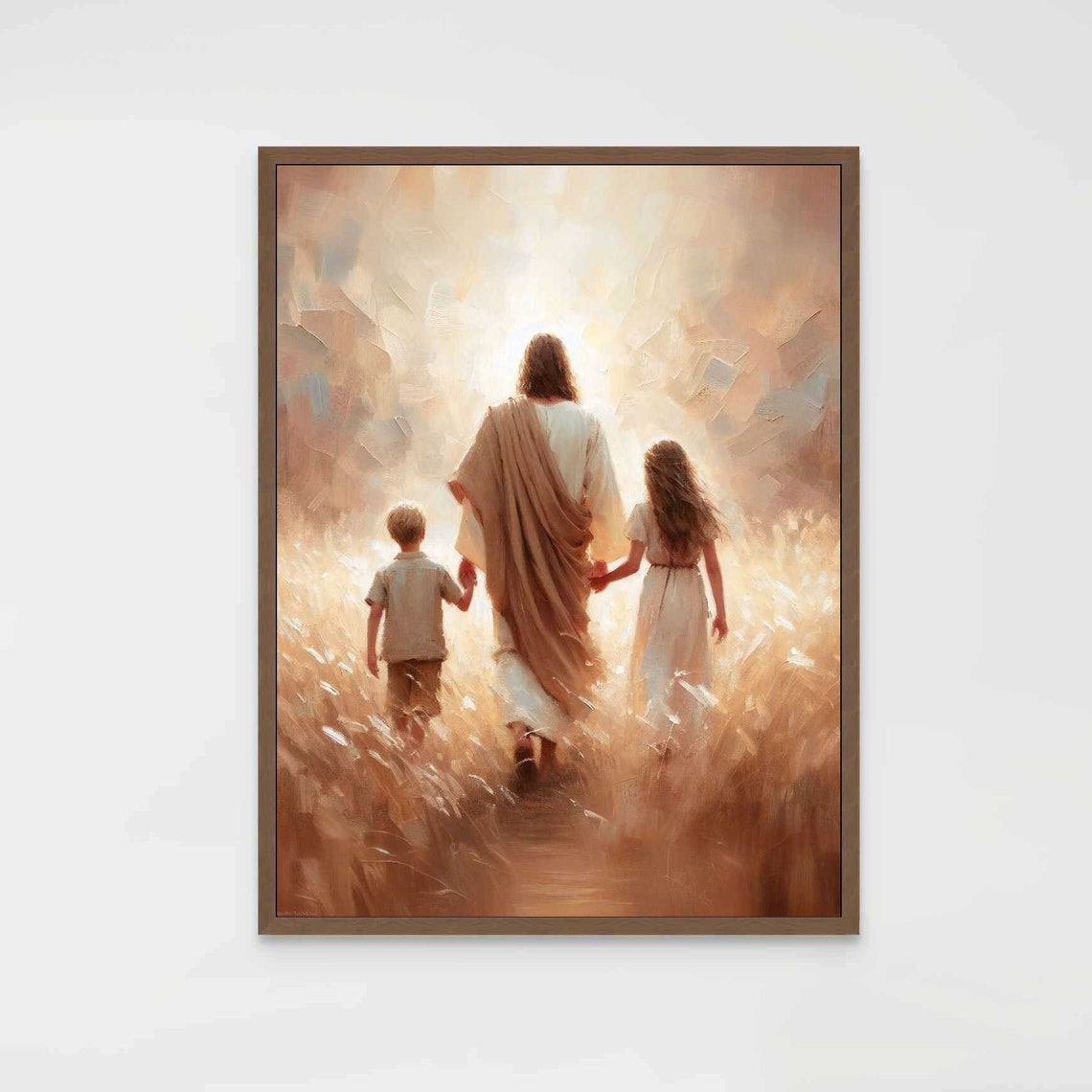 Walk With Jesus Christian Painting, Jesus And Children