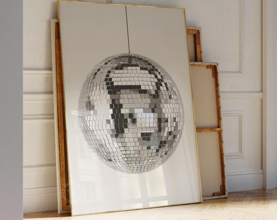 Disco Ball Print Cute Retro Wall Art Bar Cart Trendy Preppy Decor Instant