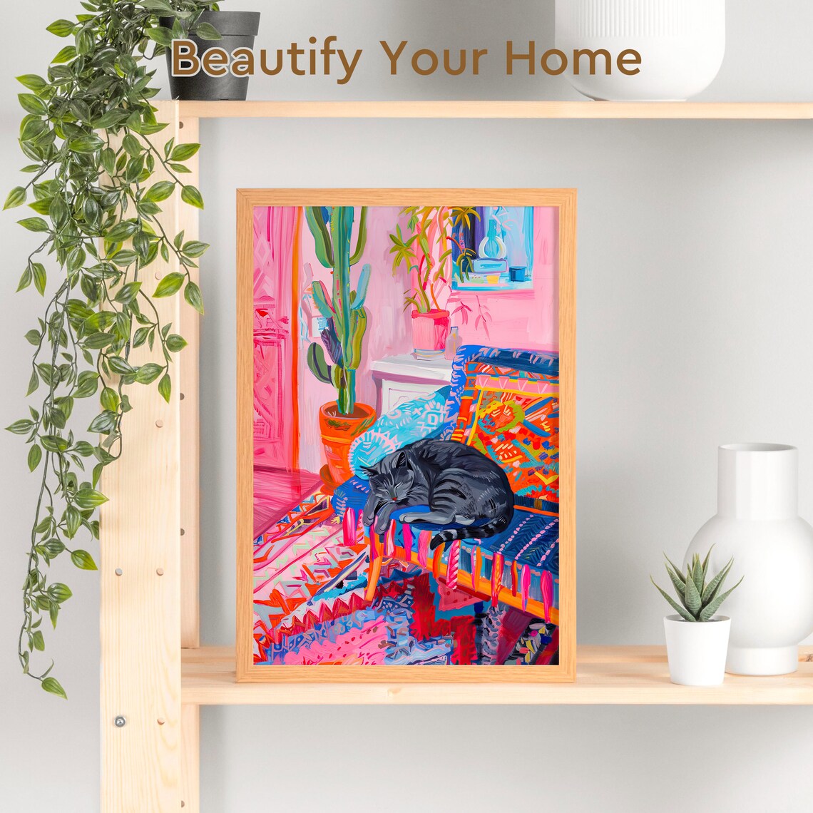 Bohemian Black Cat Poster, Matisse-Inspired Art Print - Image 3
