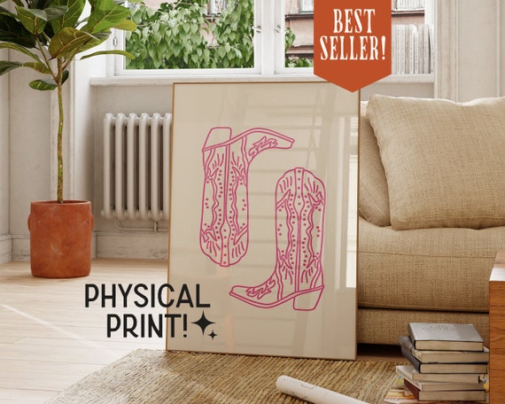 Cowboy Boots Art Print Physical Minimalist Southern Wall Art Gicle Print Western Cowgirl Art Print Cute Apartment Decor